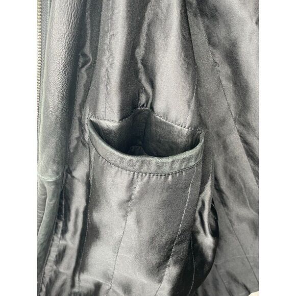 Vintage Calvin Klein Men's Leather Jacket Black Size XL - Picture 10 of 12